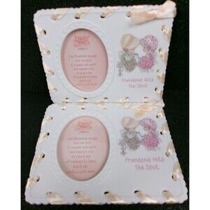 Vintage 1998 Precious Moments 2 Photo Frame Set Girls Having Tea 490725 w Box